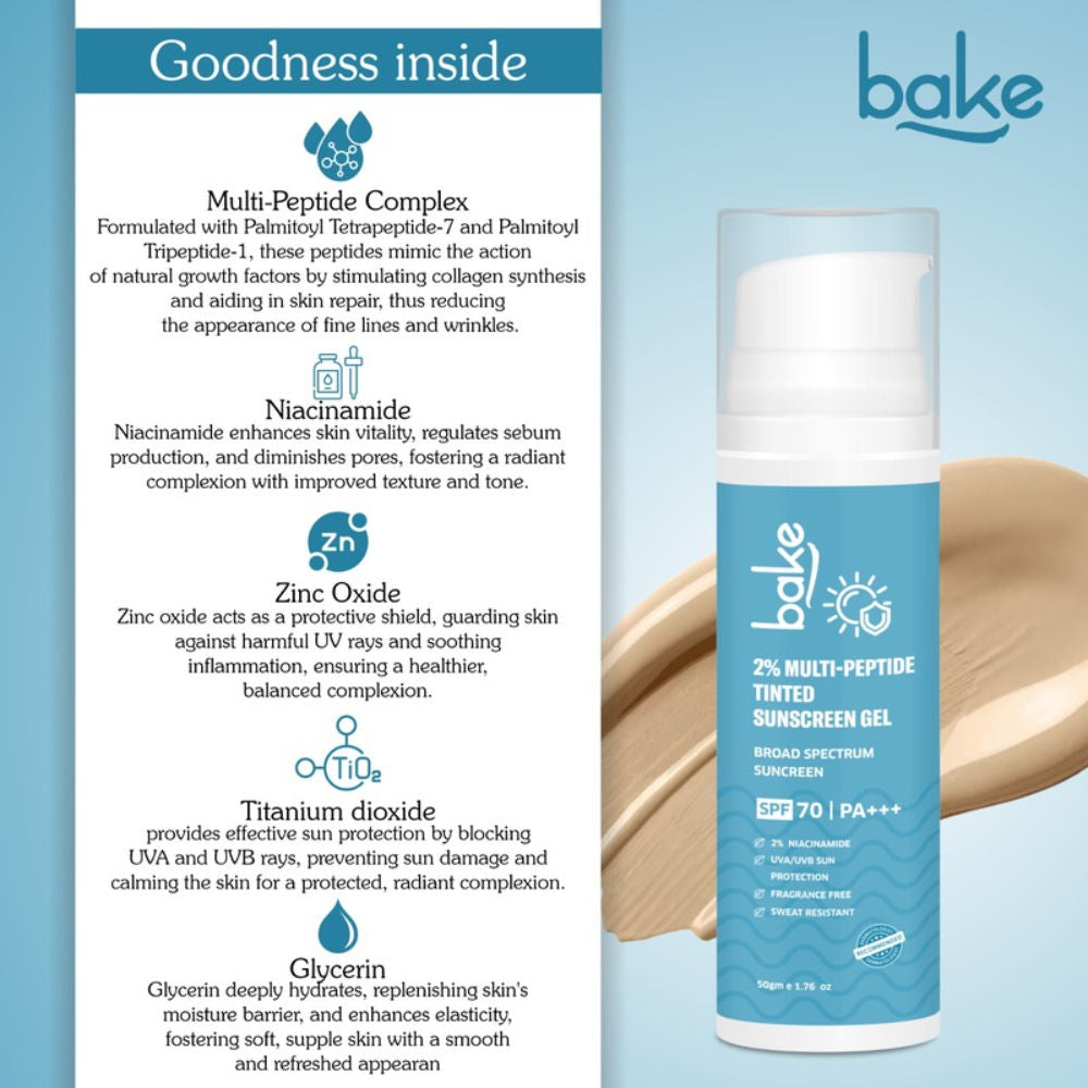2% Multi Peptide Tinted Sunscreen SPF 70 PA+++ For Broad Spectrum Sunscreen
