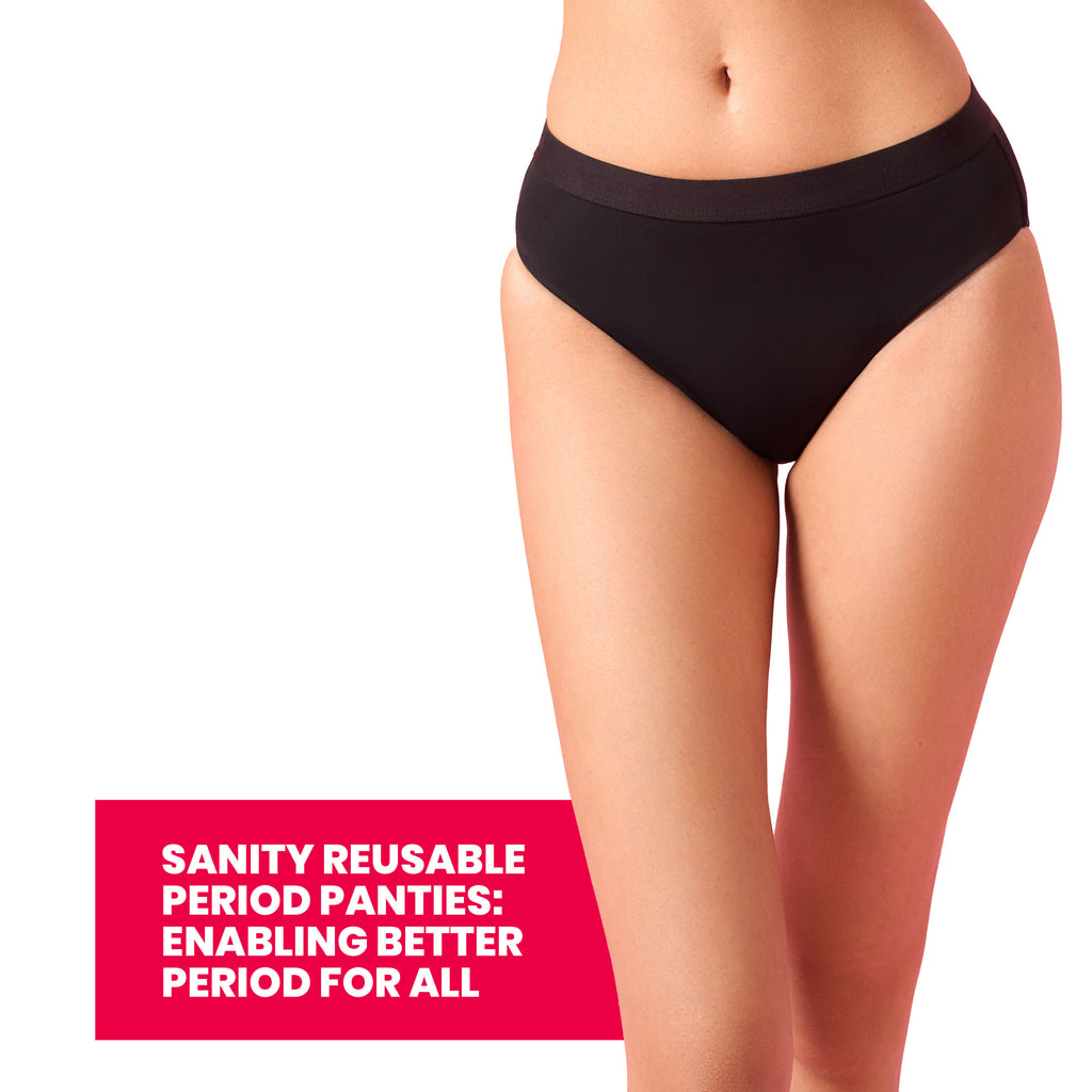 Mid Rise Hipster, Leakproof and Reusable Black Period Panties - Size S