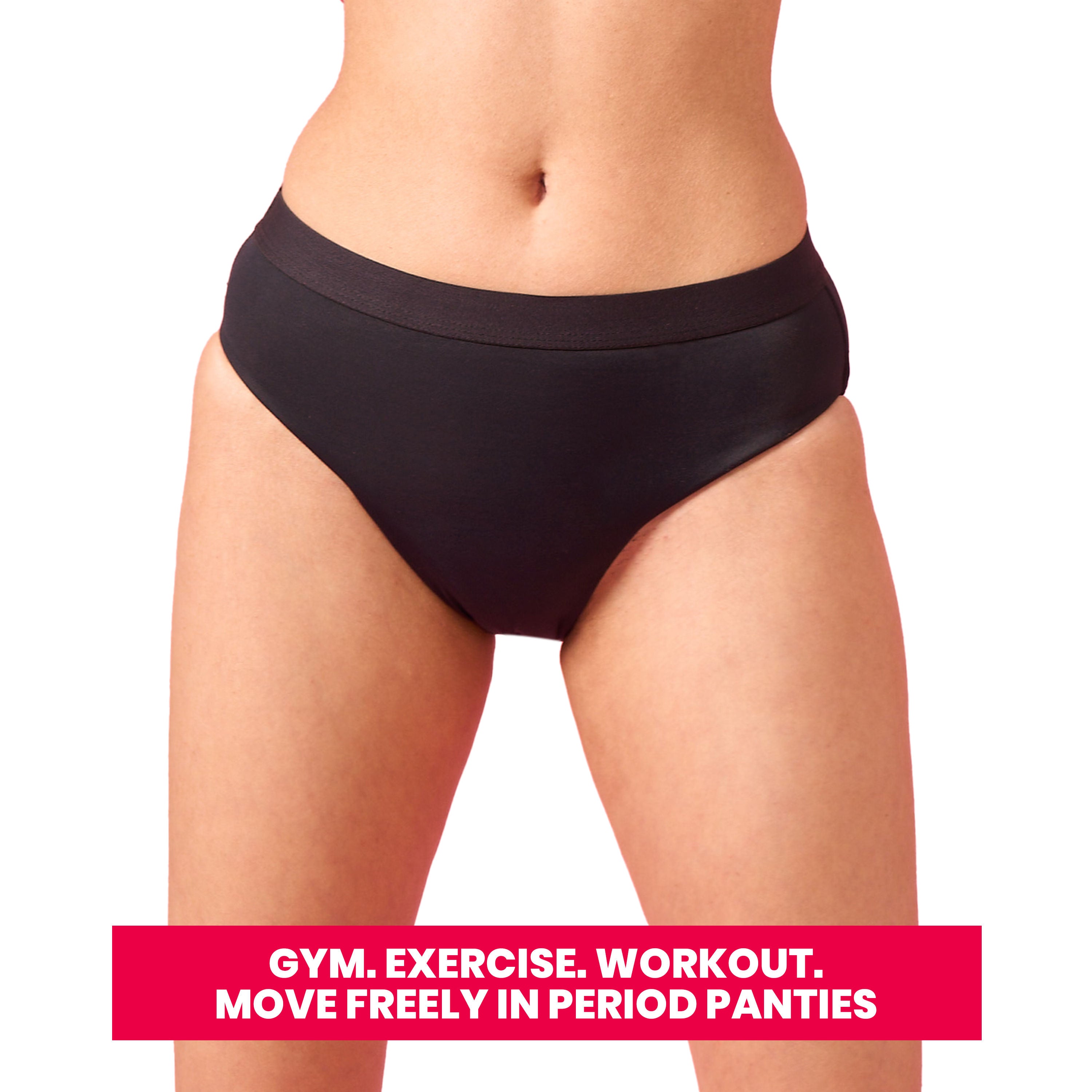 Mid Rise Hipster, Leakproof and Reusable Black Period Panties - Size S