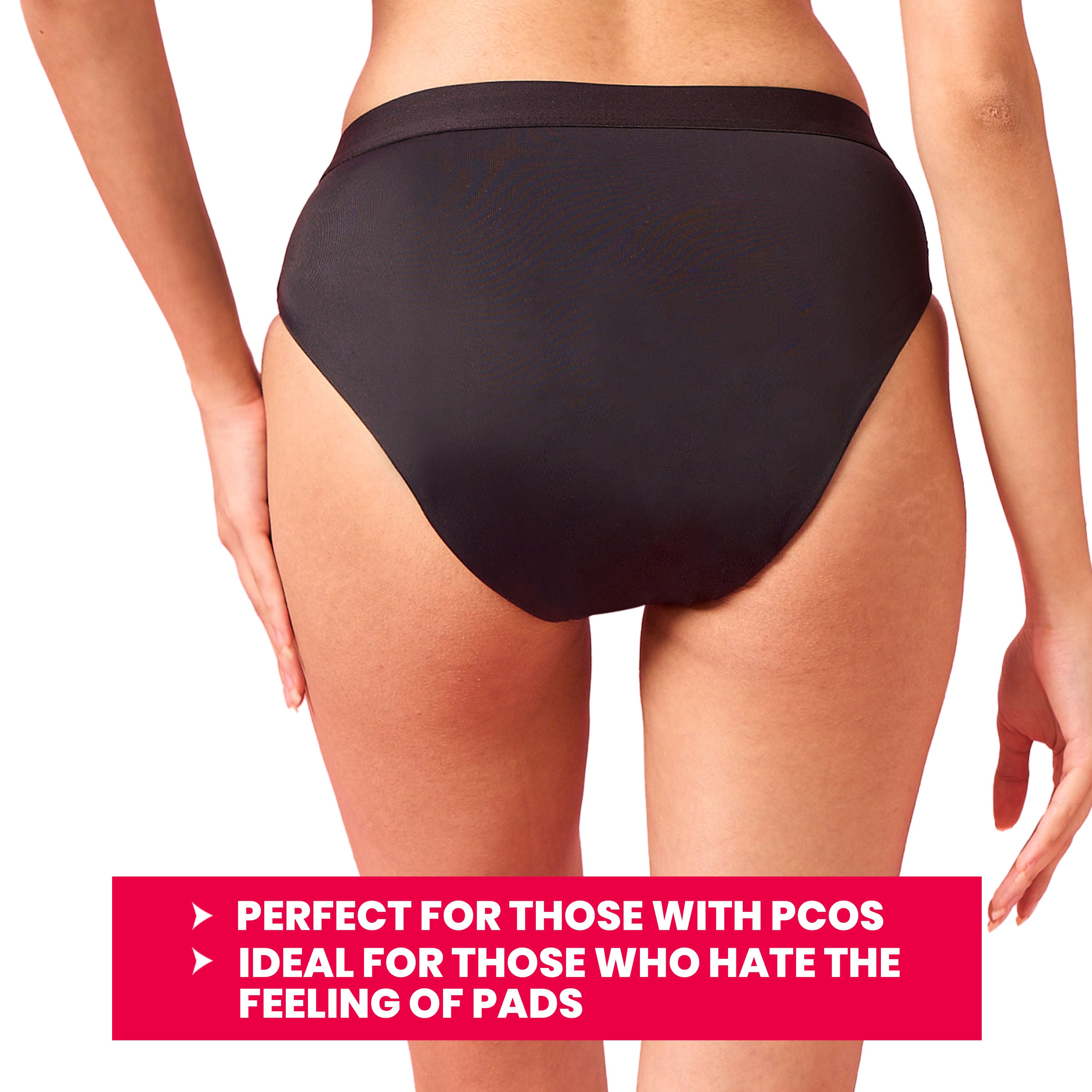 Mid Rise Hipster, Leakproof and Reusable Black Period Panties - Size XXL