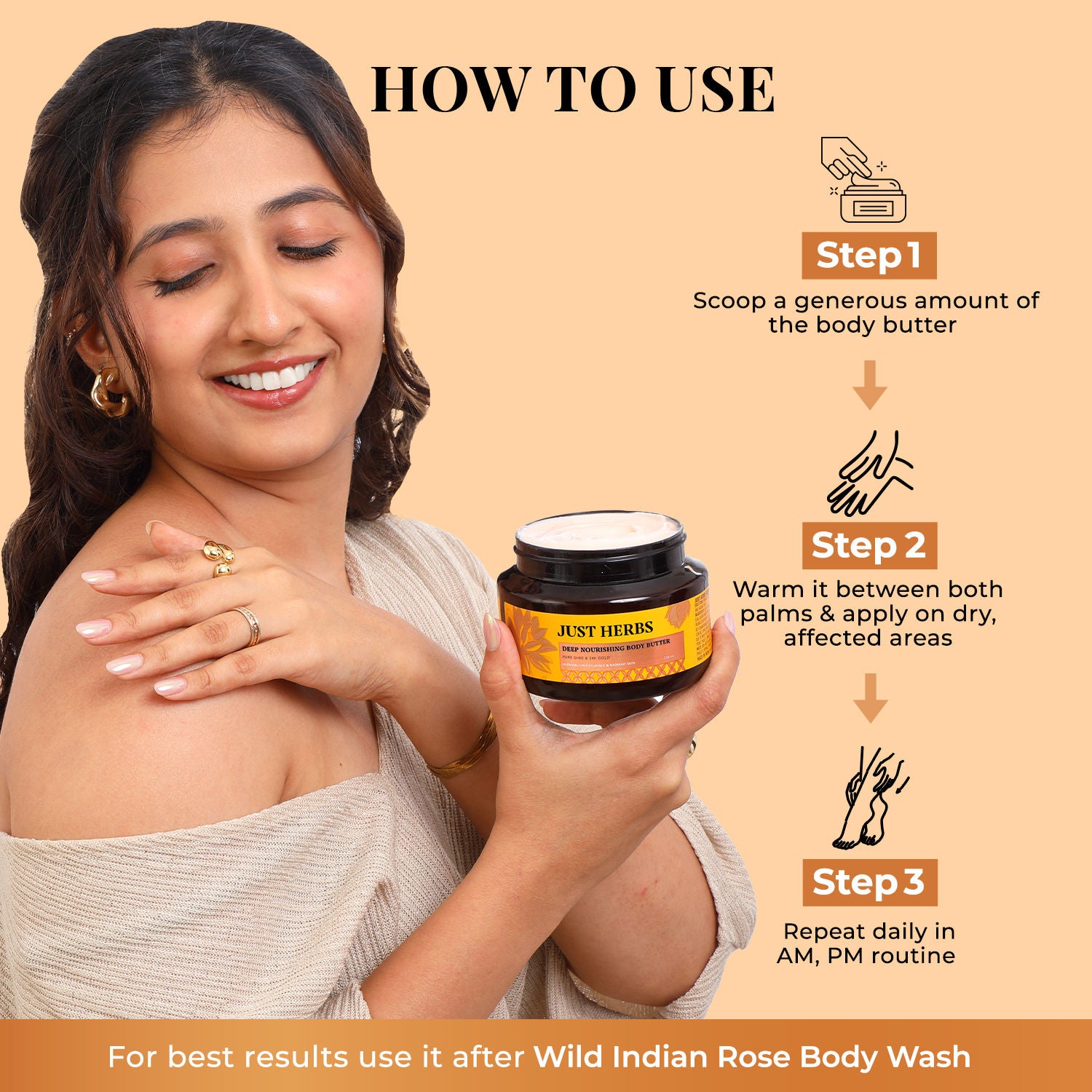 Pure Ghee 24K Gold Anti Ageing Body Butter Cream For Deep Moisturised Skin