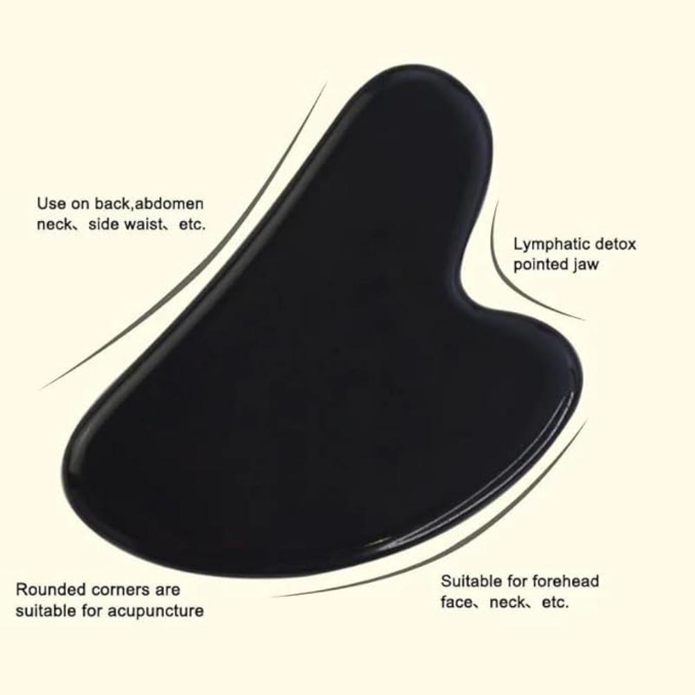 Black Obsidian Gua Sha Face Massage Tool for Facial Sculpting & Skin Glow