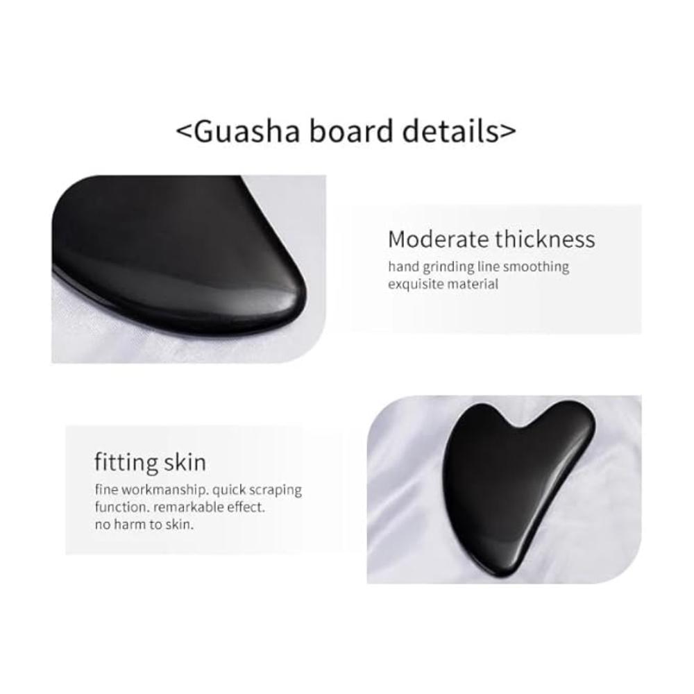 Black Obsidian Gua Sha Face Massage Tool for Facial Sculpting & Skin Glow