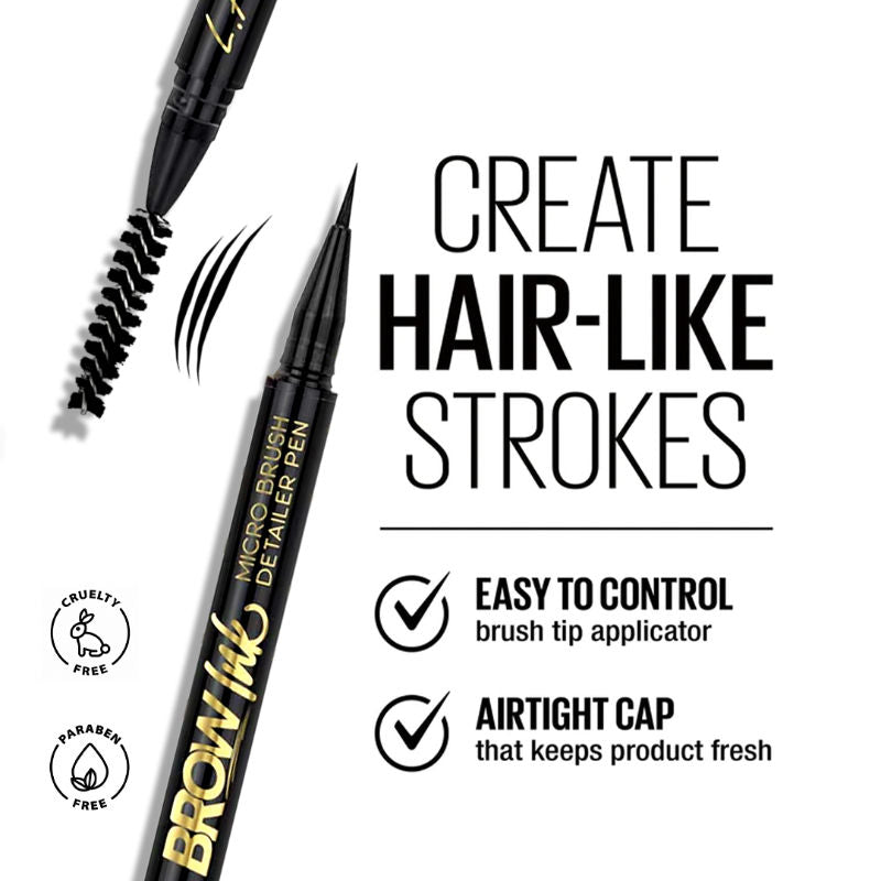 Brow Ink Micro Brush Detailer Pen - Soft Brown
