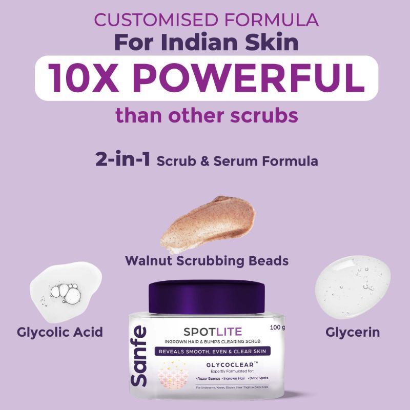 Spotlite Ingrown Hair & Bumps Clearing Body Scrub For Dark Underarms, 10% Glycolic Acid