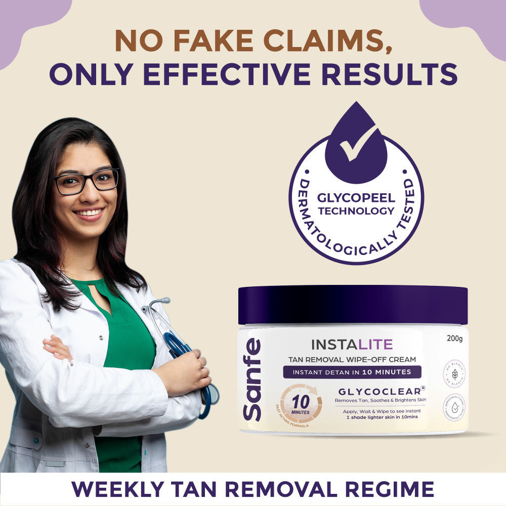 Instalite Detan Wipe Off Body Cream, Tan Removal Detan Cream, 0.5% Kojic Acid & 0.3% Arbutin