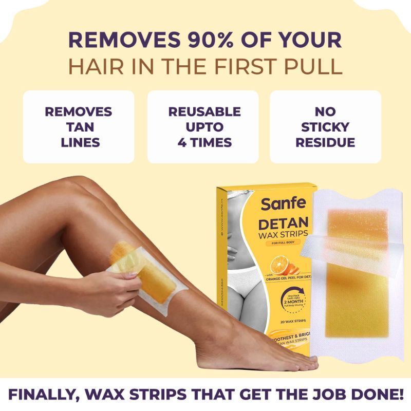 Detan Wax Strips, Effortlessly Removes Tan And Body Hair, Enjoy Smooth, Radiant Skin