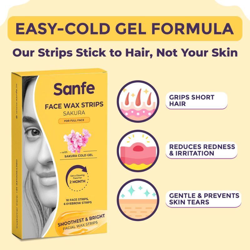 Facial Wax Strips Sakura Precise & Long-Lasting Hair Removal For Delicate Face Skin