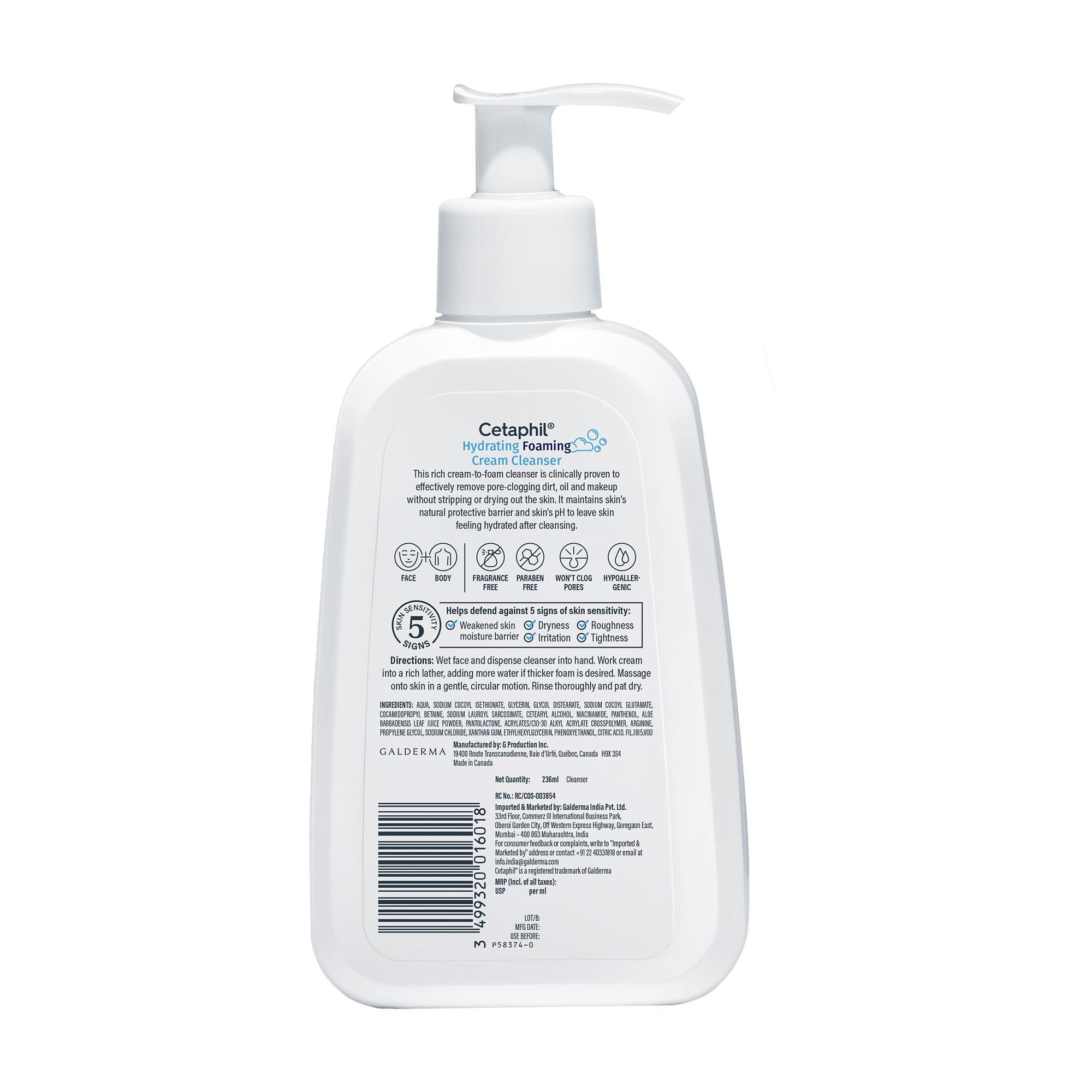 Hydrating Foaming Face Wash For Men, Cleanser With Niacinamide & Aloe Pollution Defense
