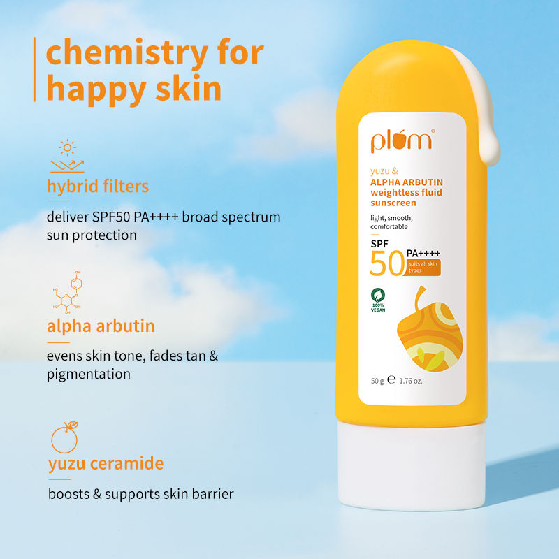 Yuzu & Alpha Arbutin Weightless Fluid Sunscreen SPF 50 PA++++ for Oily,Normal&DrySkinType