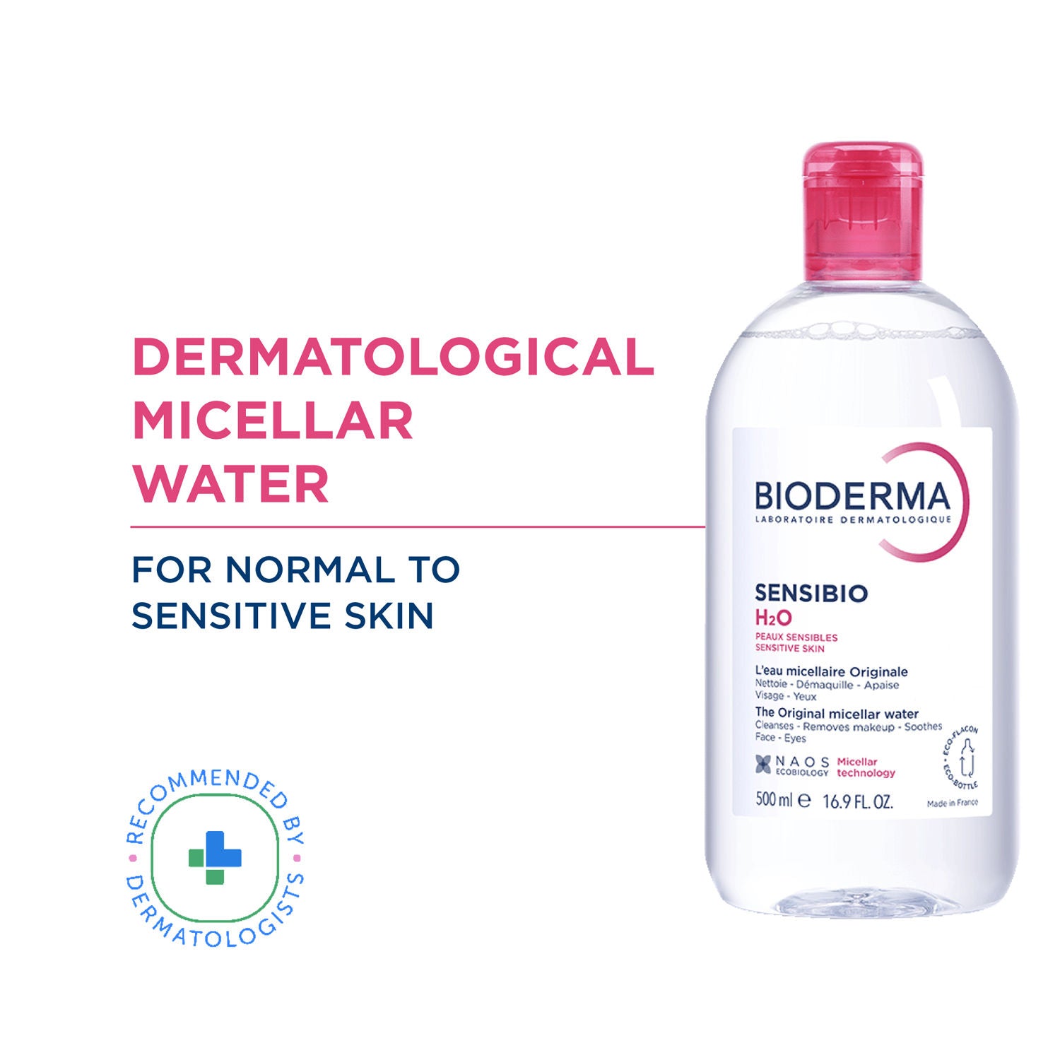 Dermatological Micellar Water Sensibio H2O - Gently Removes Makeup Prevents Clogged Pores