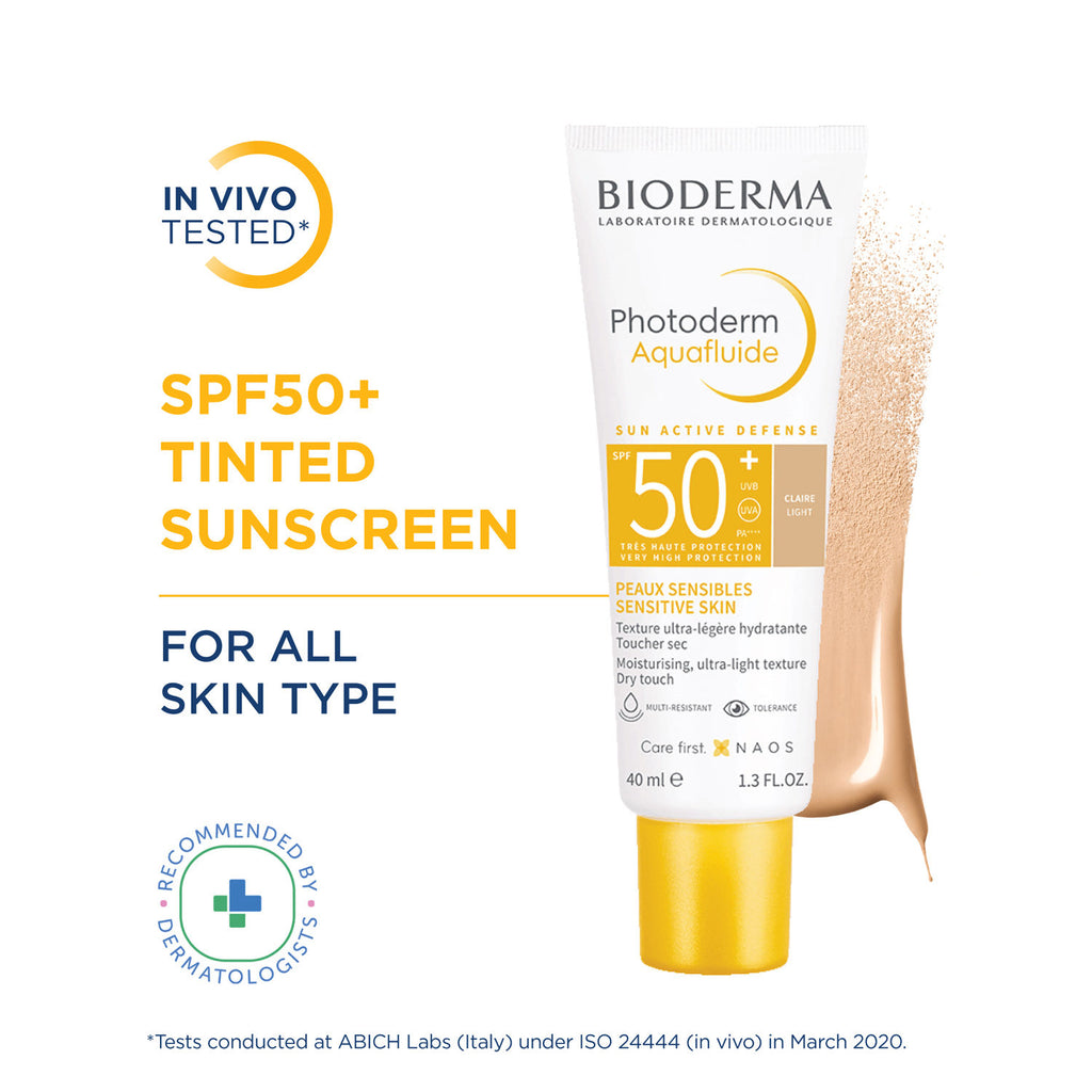 Photoderm Aquafluide Claire SPF 50+ PA+++ Tinted Sunscreen for All Skin Types|In Vivo Tested