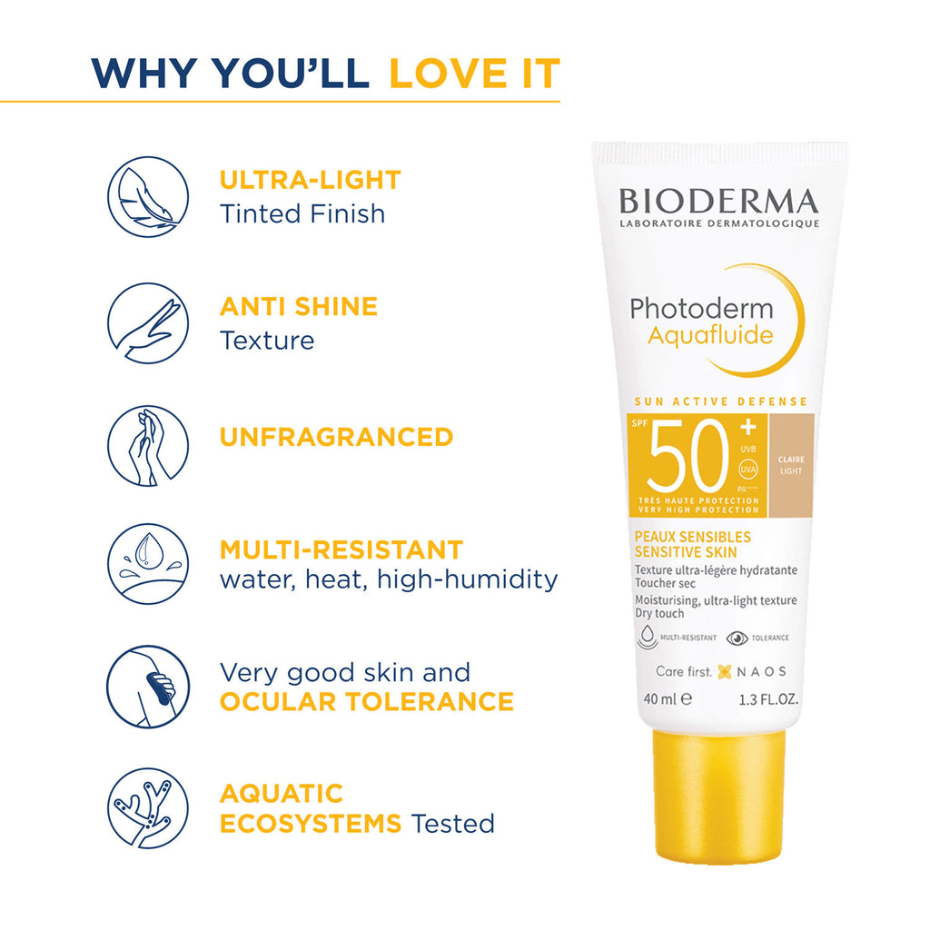 Photoderm Aquafluide Claire SPF 50+ PA+++ Tinted Sunscreen for All Skin Types|In Vivo Tested
