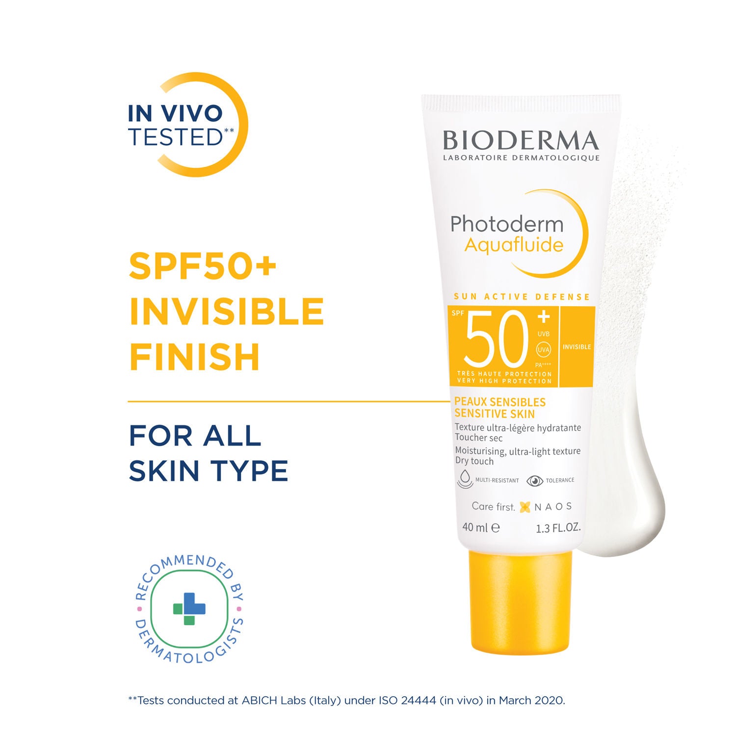 Photoderm Aquafluide SPF 50+ PA++++ Invisible Sunscreen for All Skin Types | In Vivo Tested