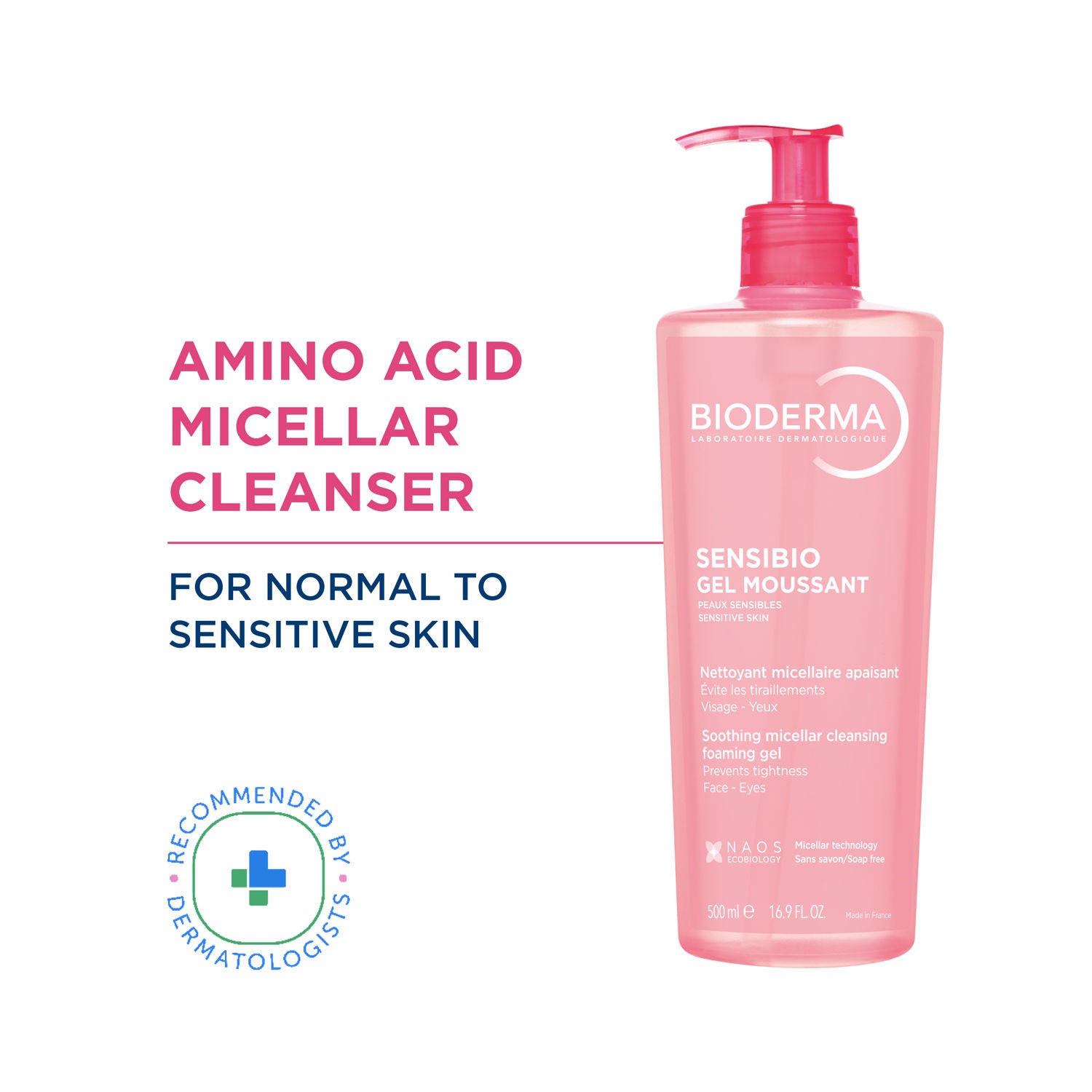 Sensibio Gel Moussant SLS Free Cleanser With Vitamin E-24h Hydration-Micellar Gel