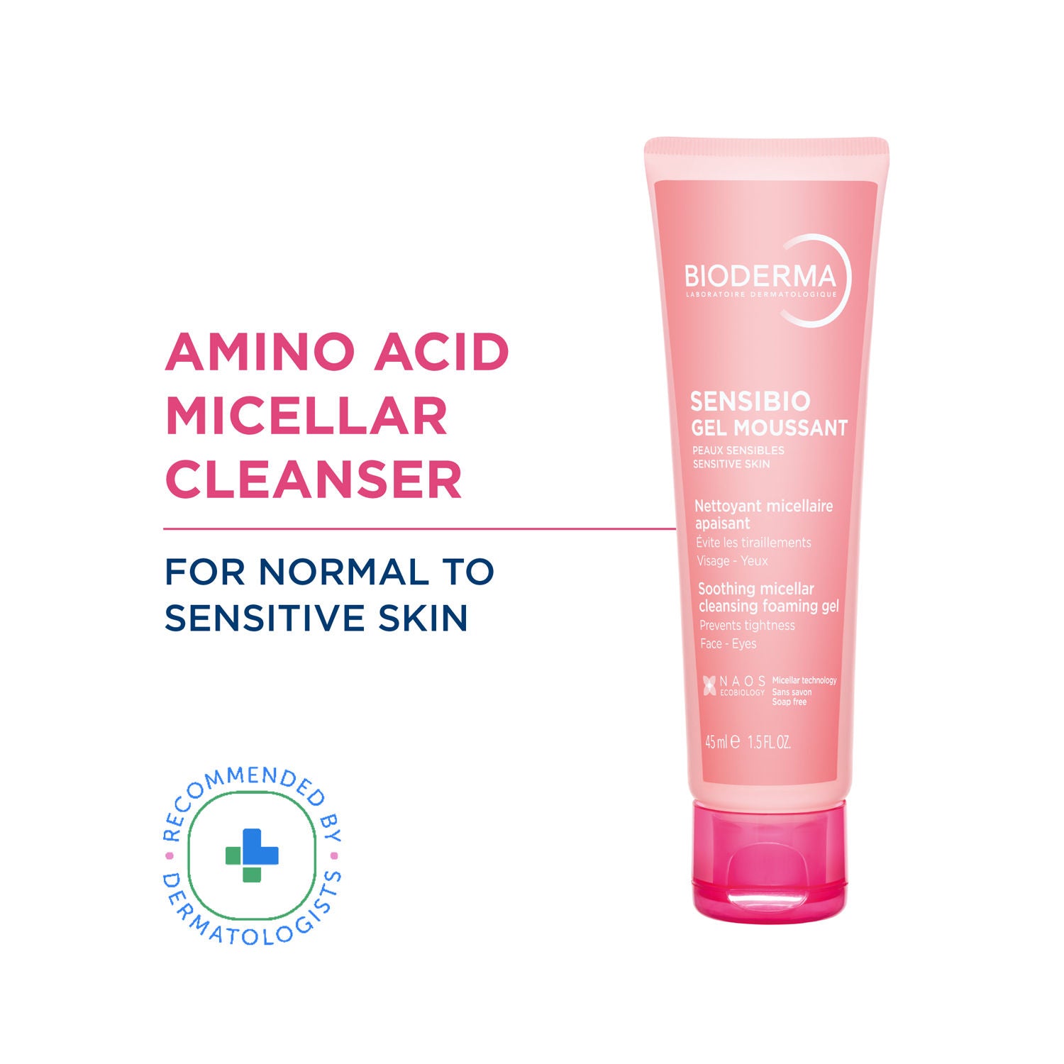 Sensibio Gel Moussant SLS Free Cleanser With Vitamin E-24h Hydration-Micellar Gel - 45ml
