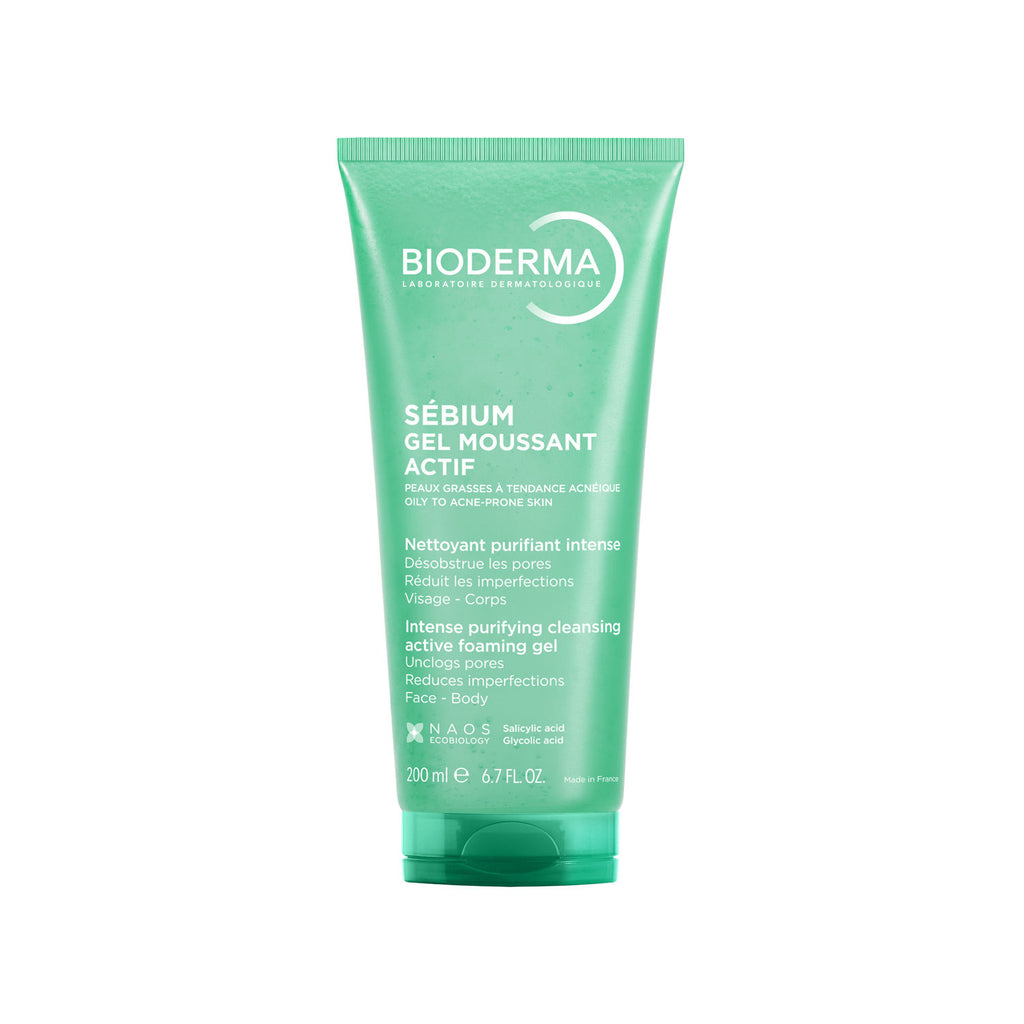 Sebium Gel Moussant Actif Cleanser with Salicylic & Glycolic Acid for Acne Prone, Oily Skin