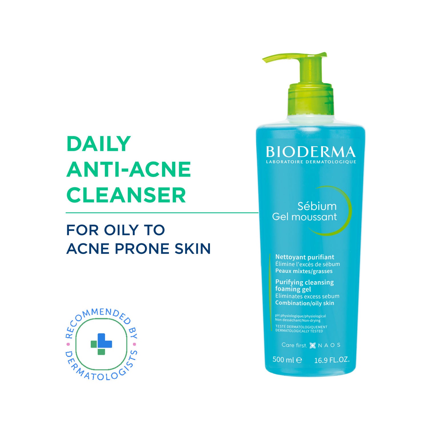 Cleanser - Sebium Gel Moussant - Acne Defence Cleanser For Oily Acne Prone Skin - 500 ml