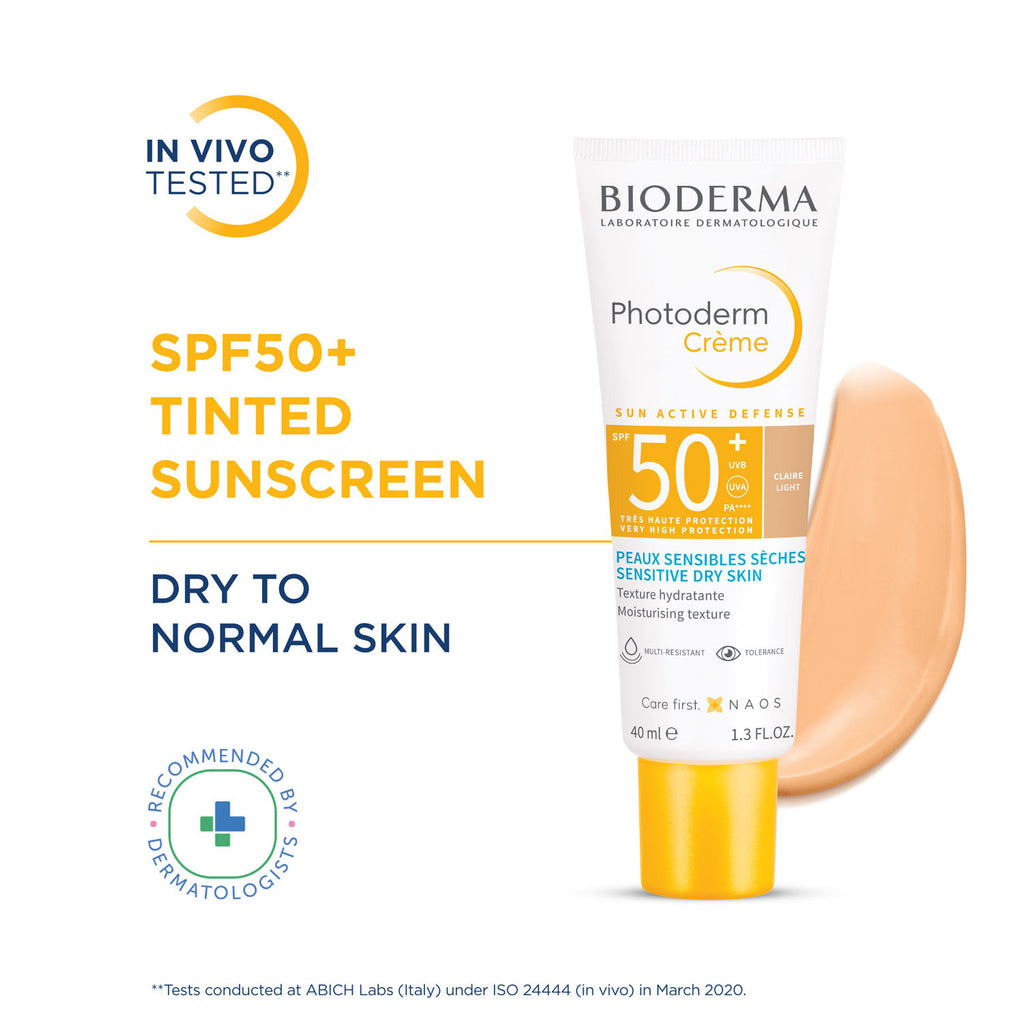 Photoderm Crème Claire SPF 50+ PA++++ Tinted Sunscreen with 8H Hydration | In Vivo Tested