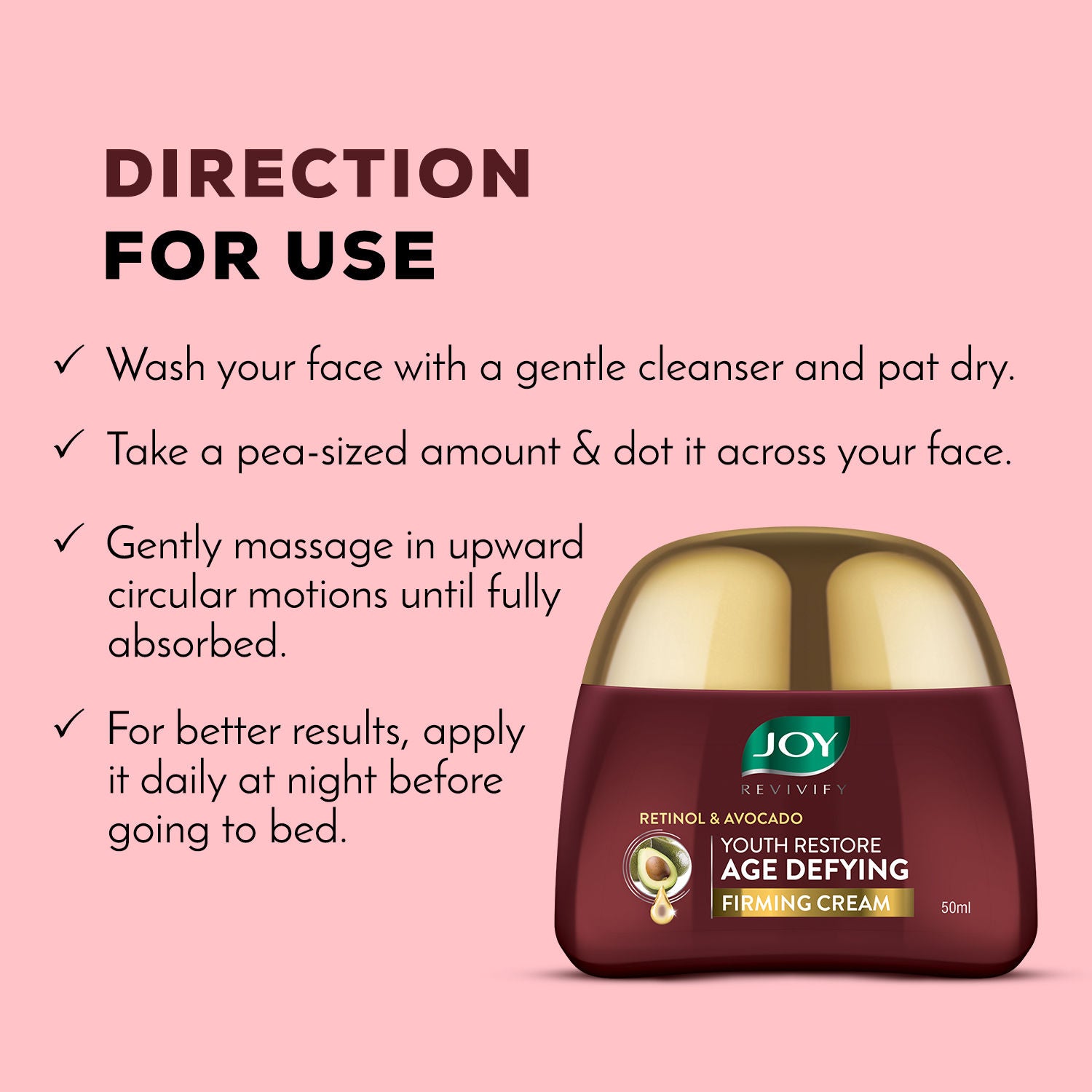 Retinol Night Cream with Ceramides & Avocado Anti Aging Face Cream for Women