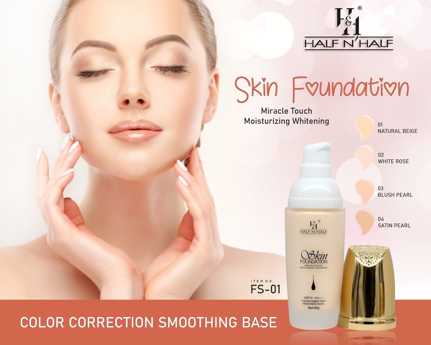 Skin Foundation Miracle Touch Moisturizing Whitening With SPF 50 Pa++
