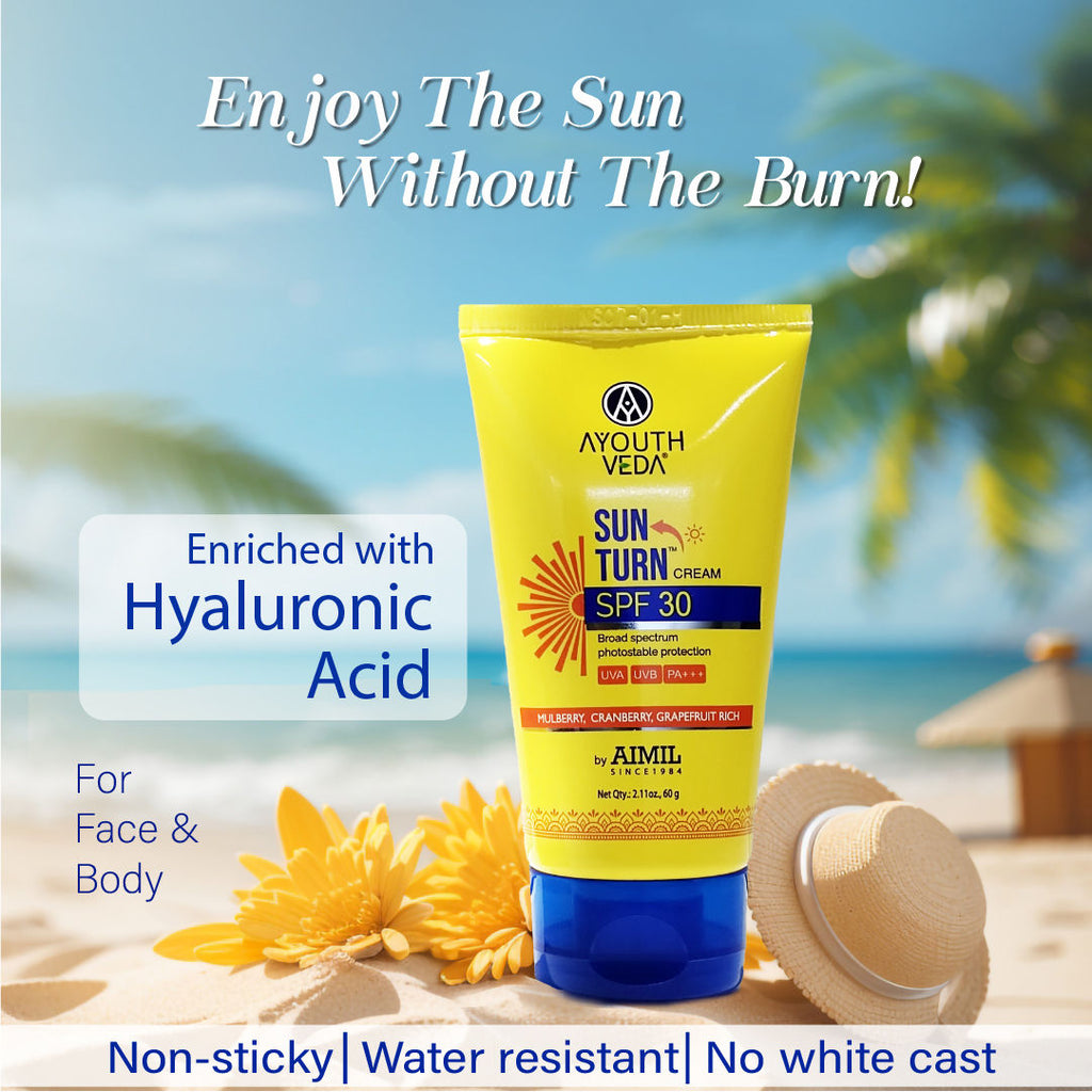 Sun Turn SPF 30 Cream with Zinc Oxide & Aloe Vera to Protect & Prevent Tanning