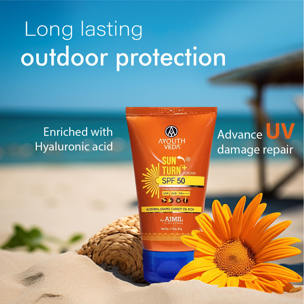 Sun Turn+ SPF 50 Cream with Hyaluronic Acid to Protect Skin from Harmful UVA & UVB Rays
