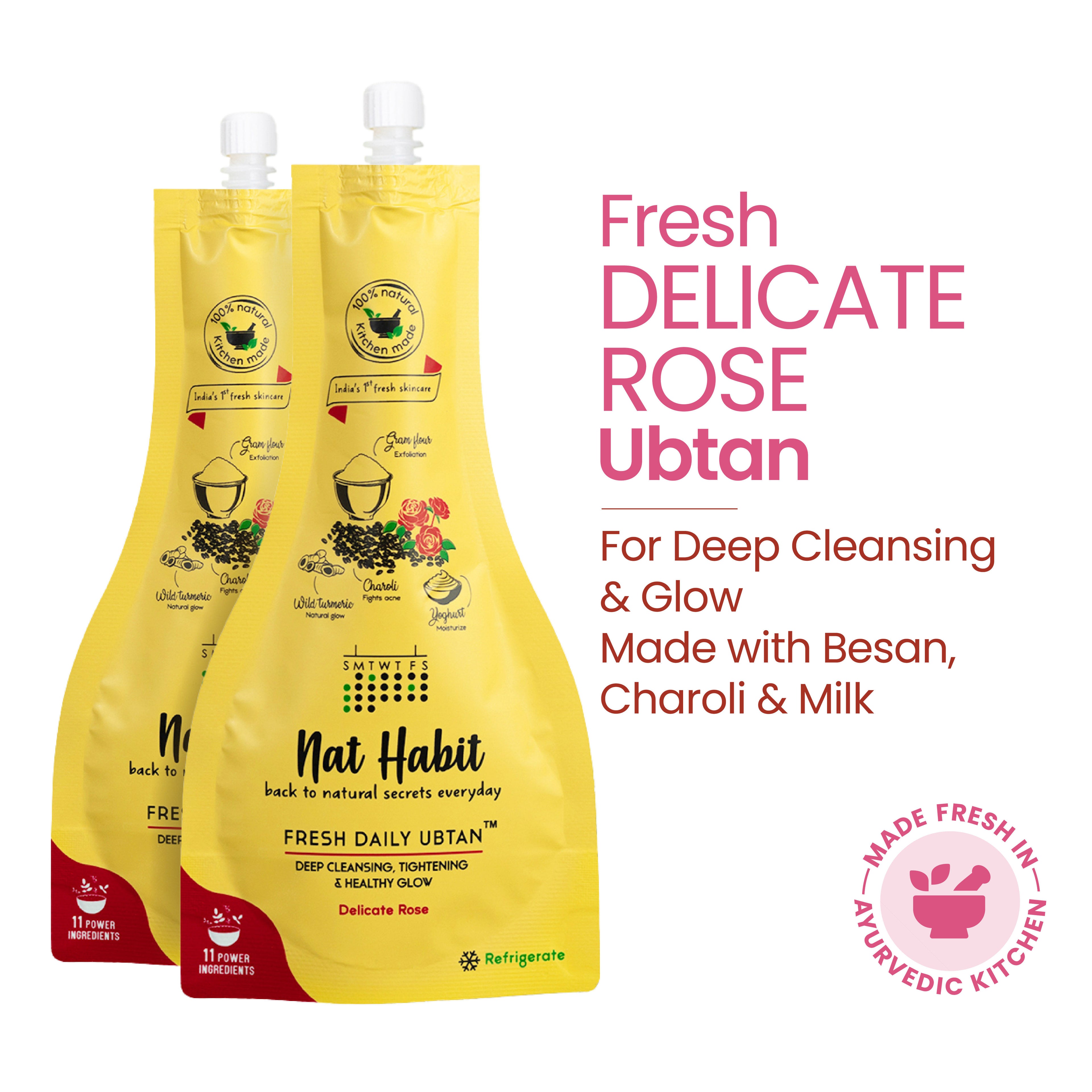 Fresh Daily Ubtan Face Pack - Delicate Rose for Deep Cleansing, Tightening & Instant Glow