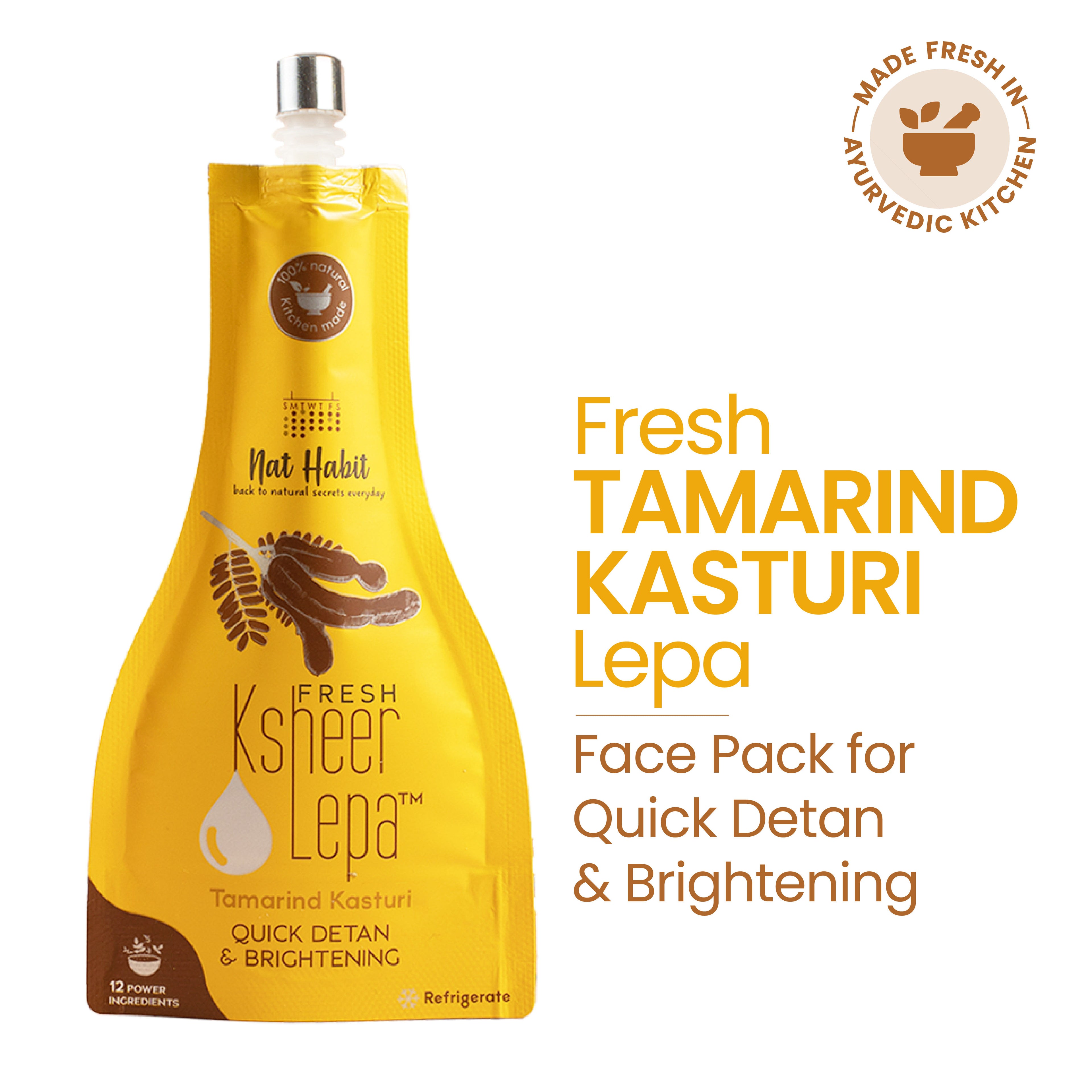 Tamarind Kasturi Ksheer Lepa, Anti Tan Face Mask for Quick Detan & Brightening, Clay Mask