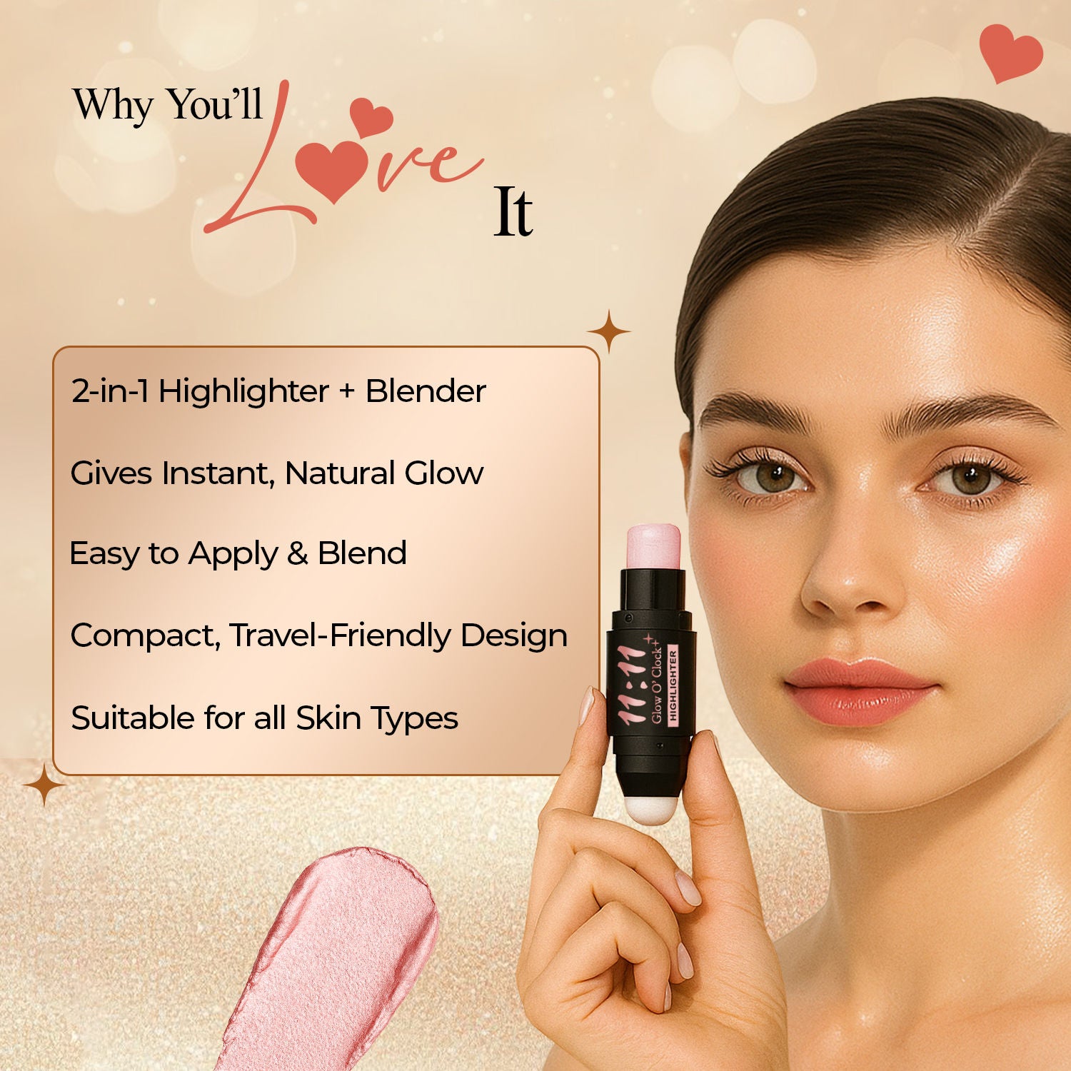 11:11 Glow O’Clock Highlighter Stick For Face & Body