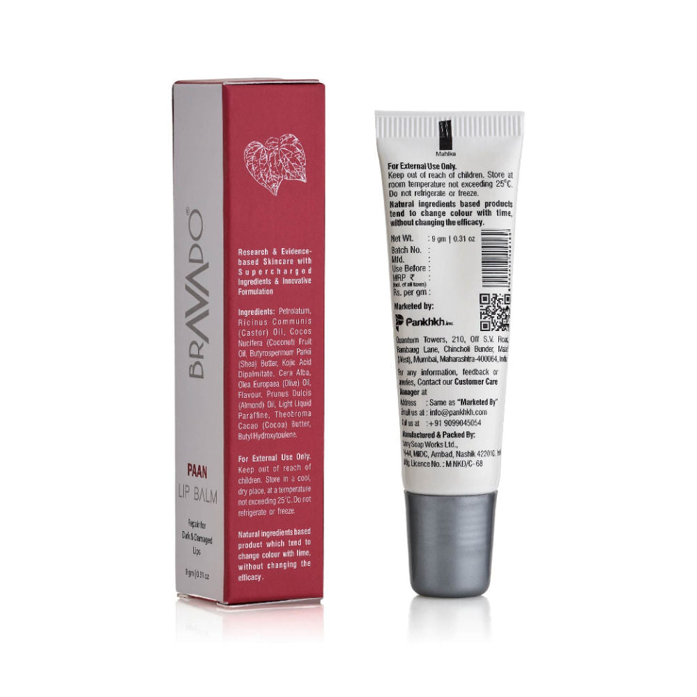 Lip Balm Paan, Heals Dry,Cracked Lips, Lightens Dark Lips, No Tint, No Gloss, Moisturizing