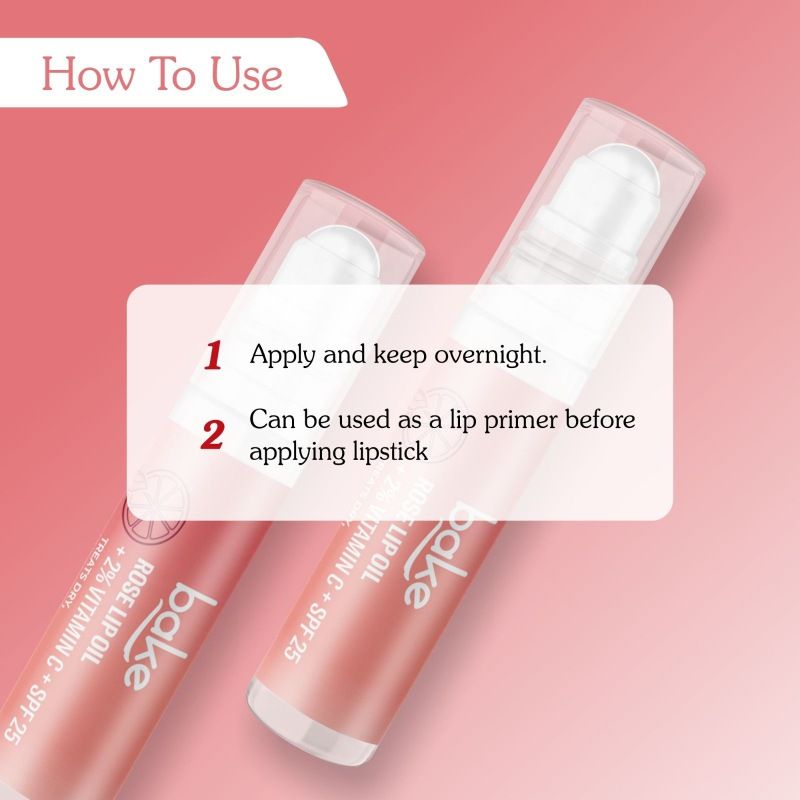 2% Vitamin C Tinted Rose Lip Balm Oil For Dark Pigmented Lips With SPF 25 PA+++