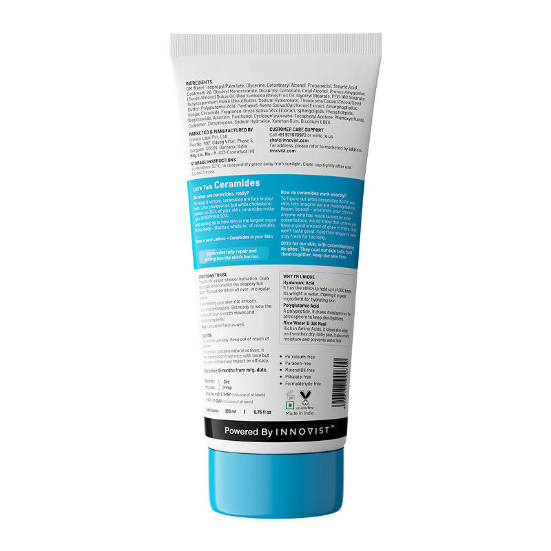 Hydrating Body Lotion with Rice Water & Hyaluronic Acid, Moisturizer for Dry Skin