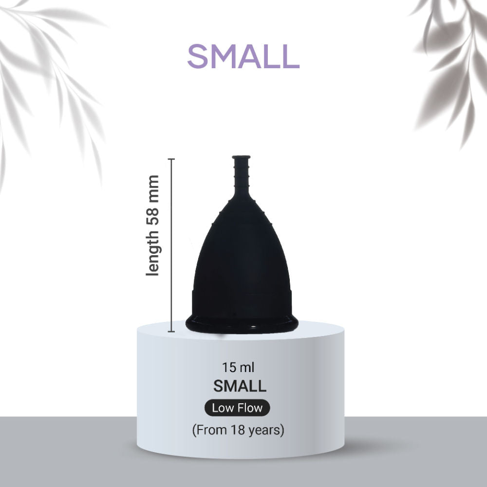 100% Medical Grade Silicone Menstrual Cup Ultra Soft Black-Small