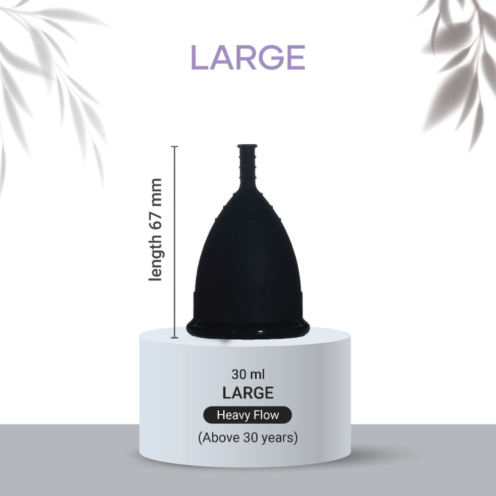 100% Medical Grade Silicone Menstrual Cup Ultra Soft Black-Large