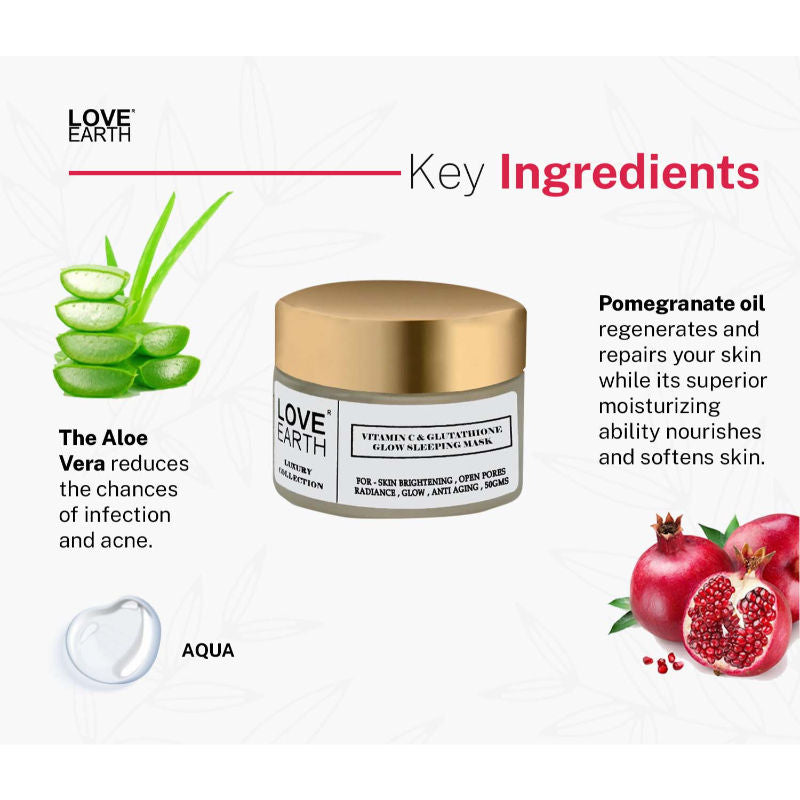 Vitamin C and Glutathione Glow Sleeping Mask with Aloe Vera for Skin Hydration