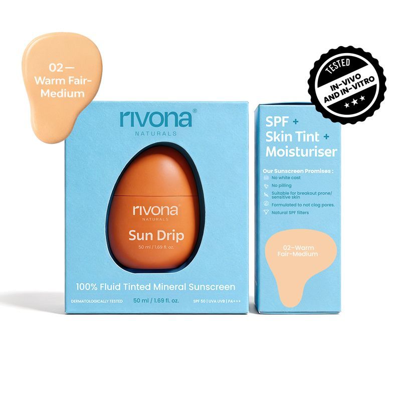Sundrip 100% Mineral Fluid Tinted Sunscreen SPF 50 PA ++ - 02 Warm Fair