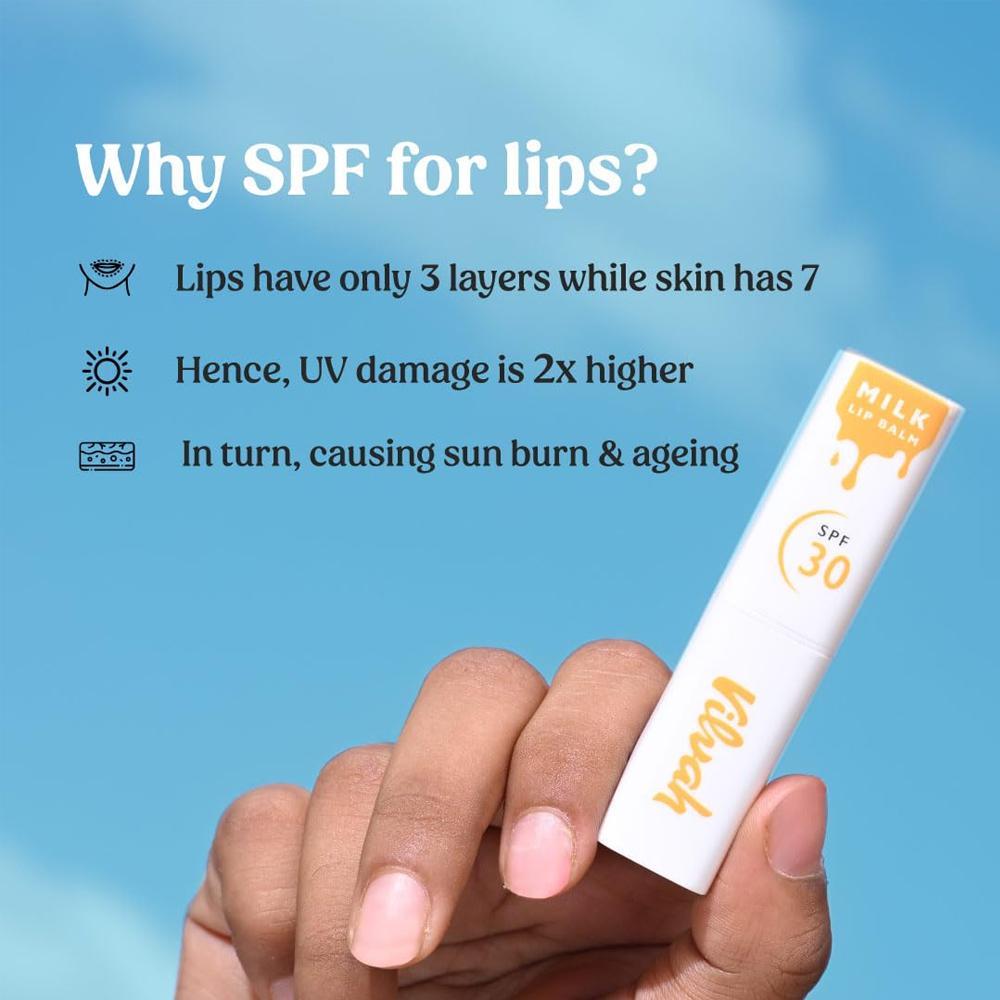 Spf 30 Milk Lip Balm With Uva-Uvb Protection, Enriched With Soy Milk & Vitamin E