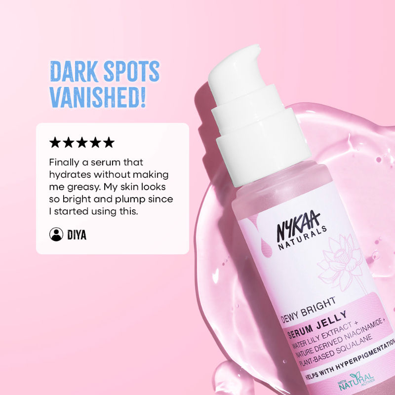 Nykaa Naturals Glow Brightening Niacinamide & Waterlily Face Serum Jelly with Squalane, Non-sticky