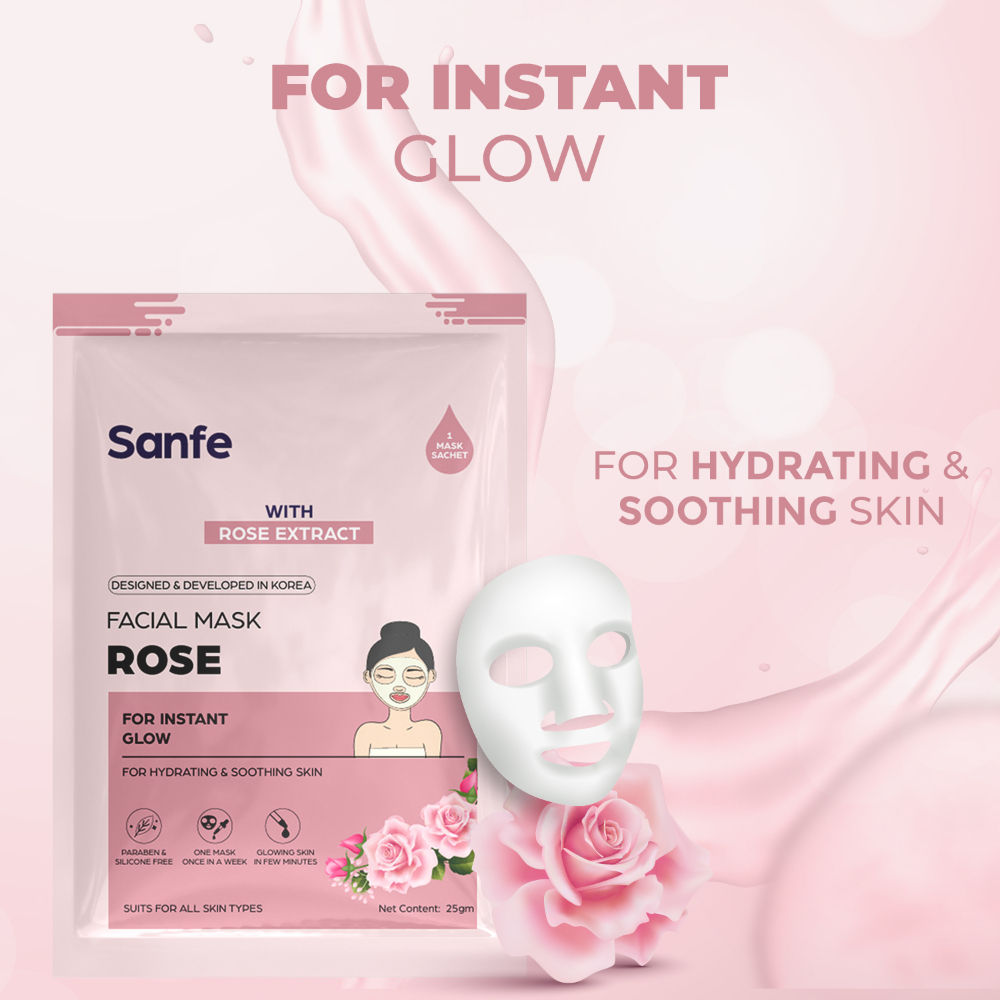 Instant Glow Rose Facial Mask, 100% Fruit Extracts, Korean Mask