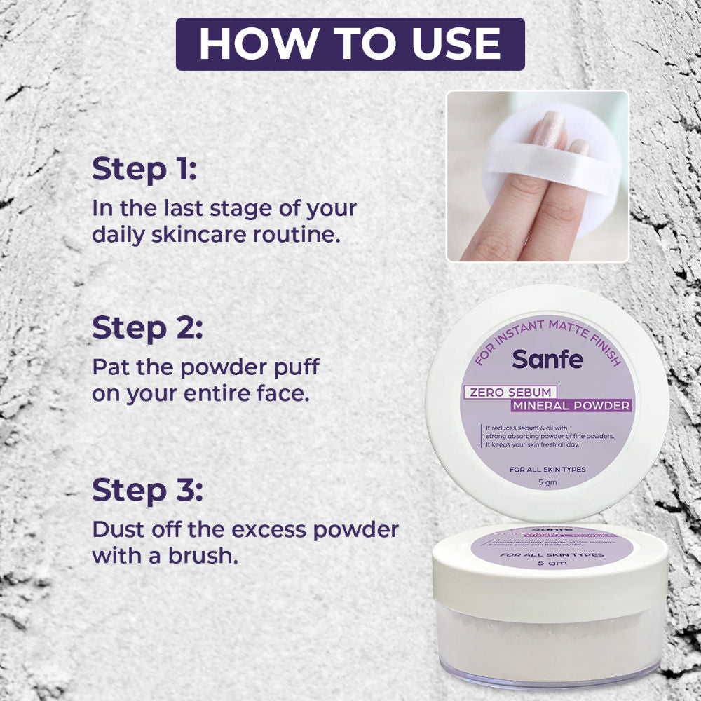 No Sebum Mattifying Loose Powder, Compact For Oily Skin, Oil Control & Makeup Setting