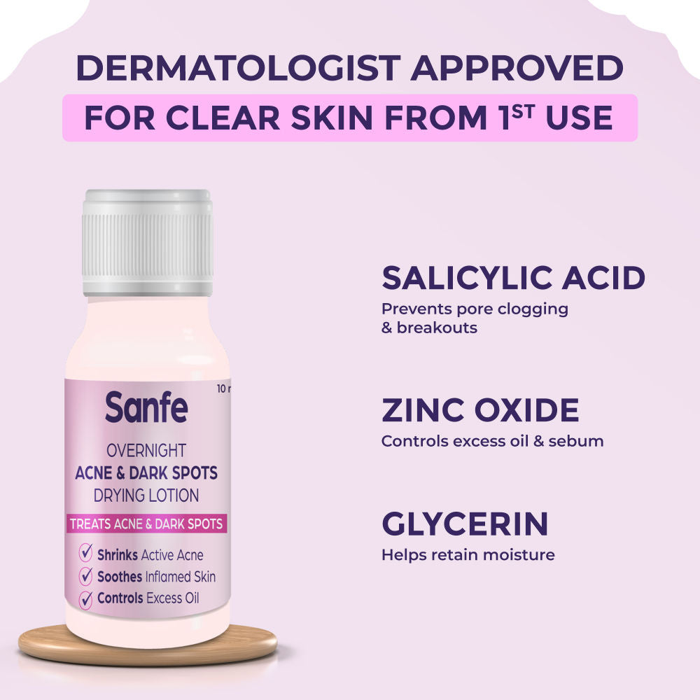 Overnight Acne Drying Lotion, Salicylic Acid & Calamine Acne Spot Corrector, Pimple Clearing