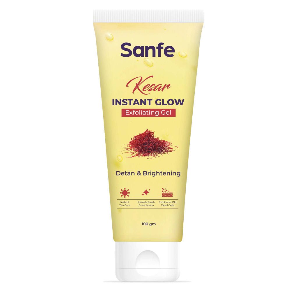 Kesar Instant Glow Exfoliating Gel - Visibly removes tan, brighten skin, AHA Exfoliation, 100g