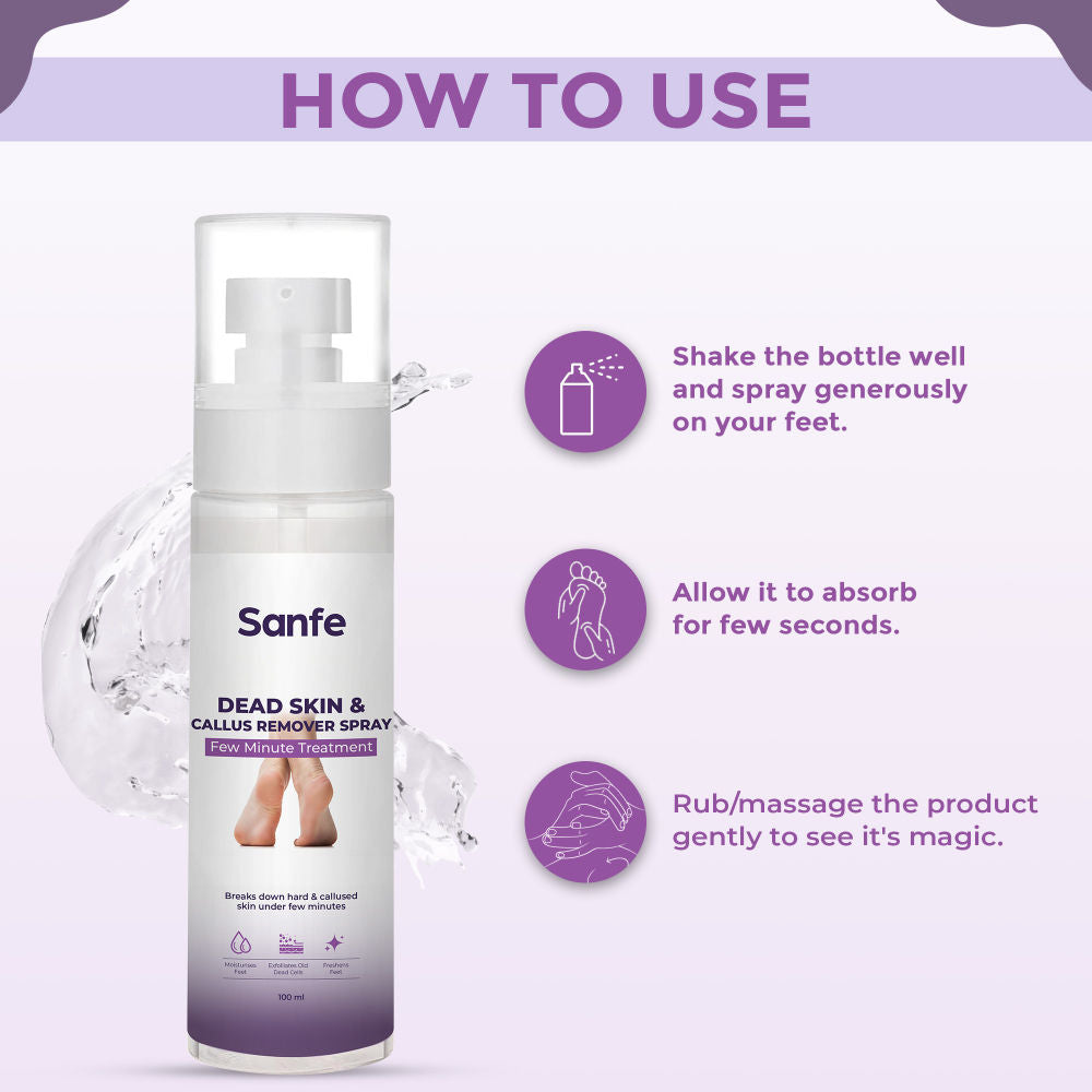 Dead Skin & Callus Remover Spray | Freshens, Exfoliates - For dry & cracked feet, 100ml