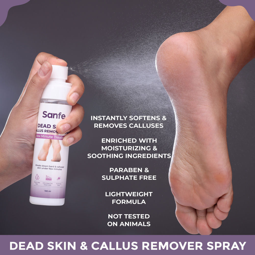 Dead Skin & Callus Remover Spray | Freshens, Exfoliates - For dry & cracked feet, 100ml