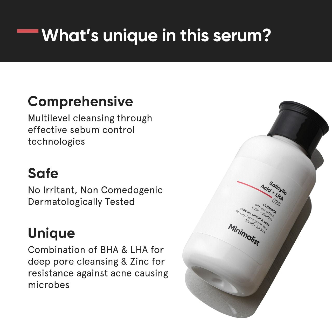 2% Salicylic Acid + LHA Face Cleanser With Zinc For Reducing Sebum & Acne