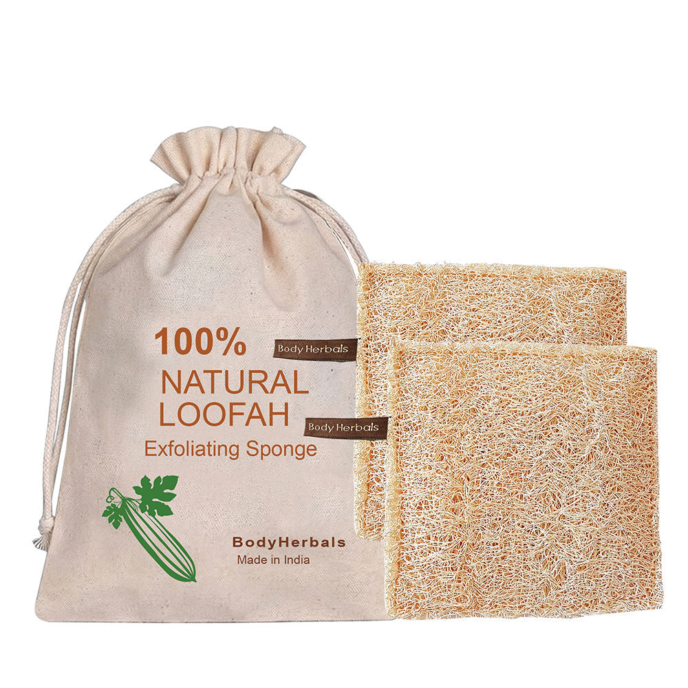 Natural Sun Dried Bath Loofah Square in a Gift Bag Body Scrubber Women & Men