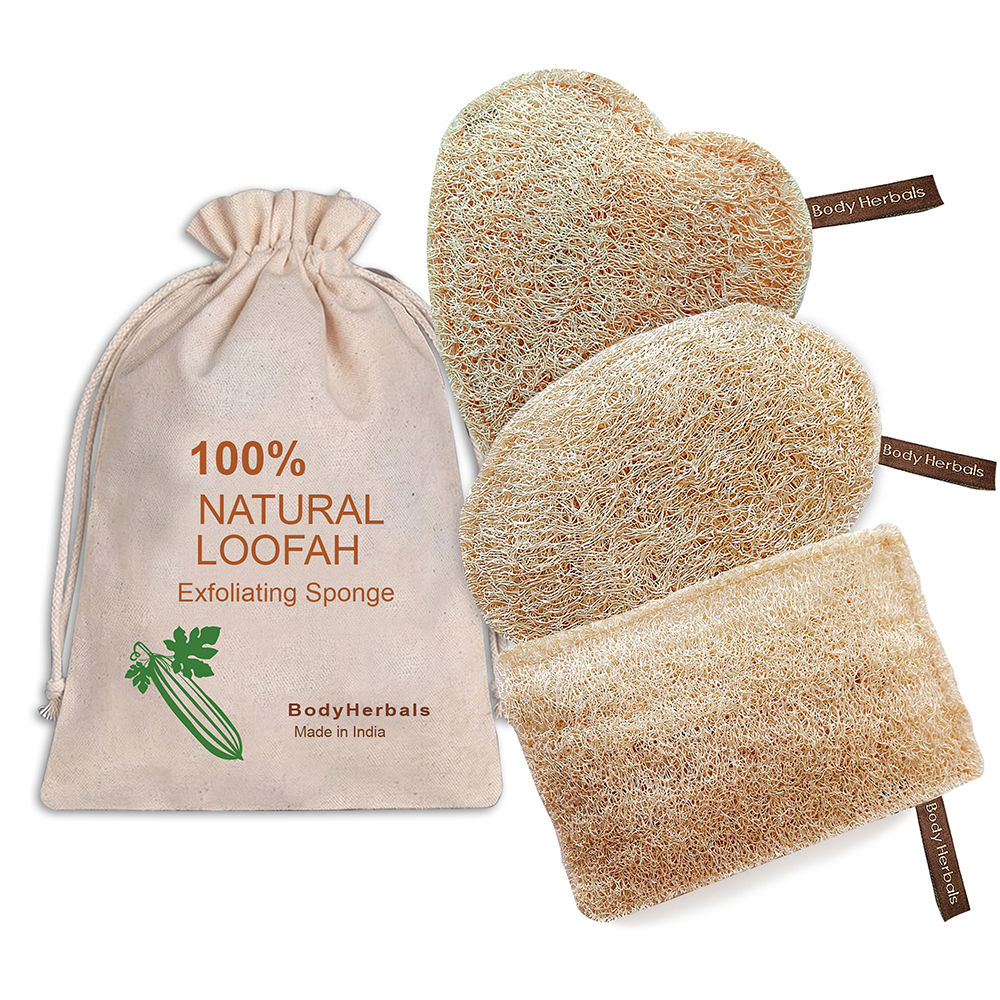 Natural Sun Dried Bath Loofah Rectangular, Oval, & Heart in a Gift Bag Women & Men
