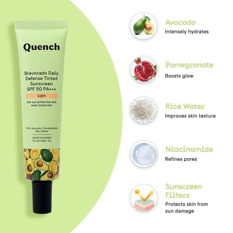 Vit E Avocado Tinted SPF 50 PA+++ Sunscreen with 2% Niacinamide