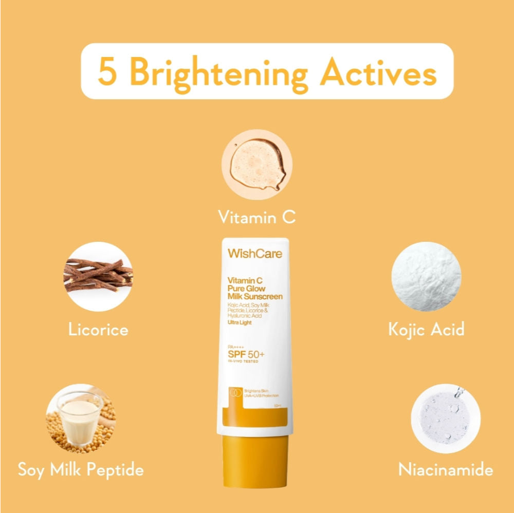Vitamin C Pure Glow Brightening Face Sunscreen for Dry Skin with SPF50 PA++++In-Vivo Tested